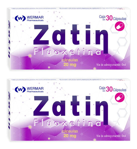 Dos Cajas De Fluoxetina Zatin 20mg 30 Capsulas Cu