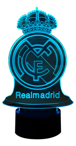 Lámpara De Mesa 3d Real Madrid Base Negra