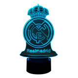 Lámpara De Mesa 3d Real Madrid Base Negra