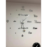 Reloj 3d Tamaño 100x100cm Con Péndulo + Frase En Vinilo 