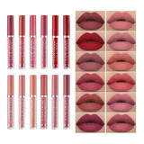 Set De 12 Colores De Lápiz Labial Líquido Mate De Larga Dura