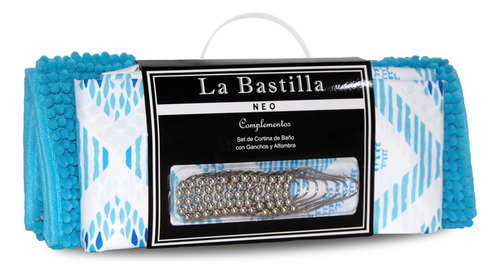 Set De Baño La Bastilla Cortina + Ganchos + Alfombra Cuo Tas