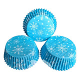 * 75 Capacillos Azules Copos De Nieve Frozen Cupcake Fondant