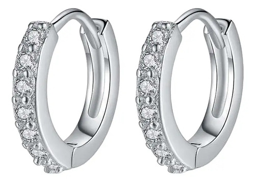 Aretes Huggies Arracadas Plata 925 Zirconia Brillant Oro 18k