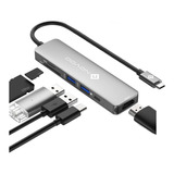 Hub Adaptador Usb C Para Macbook Air Pro Hdmi 4k Dex Mode Color Gris