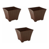 3 Macetas Rattan Cuadrada Mediana 8.5 Lts