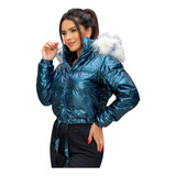 Jaqueta Feminina Puffer Bobojaco Nylon Forrada Metalizada