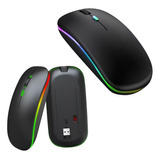 Mouse Sem Fio Recarregável Wireles Optico Led Rgb Ergonômico