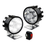 Par Faros 6 Led Redondo Auto Moto Con Estrobo Y Switch