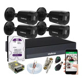 Kit Intelbras 4 Cameras Vhd 1220b Black Dvr 4ch 3004c C/1 Tb