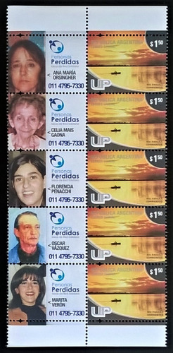 Argentina, Tira Gj 3826v Personas Perdidas 2010 Mint L13918