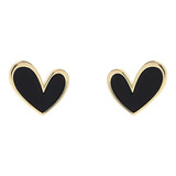 Edil Fantas 14k Oro Negro Corazón Pendientes Para Mujer Niña