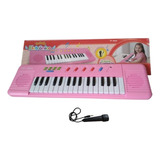 Piano Teclado Musical Infantil Microfone Karaoke Rosa Menina