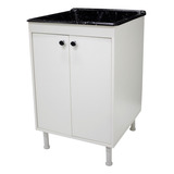 Gabinete De Lavanderia 2 Portas C/ Tanque Marmorite 40litros