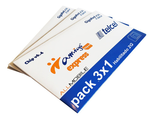 3x1 Tarjeta Simcard 2g 3g Chip Telcel 4.5g V6.4 Amigo Mty 81