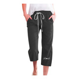 Pantalones Capris Para Mujer N Para Verano, Algodón Y Lino,