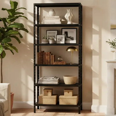 Anaquel Metálico Adf 6 Repisas Estante Organizador 190x84x45 Color Negro | Meses sin interés