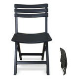 Kit 10 Cadeira De Plástico Dobrável Preta Para Área De Lazer