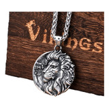 Collar Hombre Lujo Cabeza León Biker Vintage Nórdico Vikings