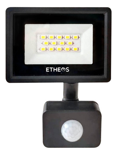 Reflector Led Con Sensor De Mov. - Etheos - 10w - Luz Cálida Color De La Carcasa Negro