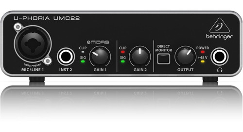 Interfaz Interfase De Audio Behringer U-phoria Umc22 Promoción