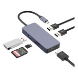 Usb C Hub, Adaptador Usb C Multipuerto De Aluminio 6 En 1 Co