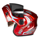 Casco De Motocicleta Modular Abatible De Cara Completa Rojo