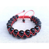 Pulsera Turmalina Negra Volcánica Hilo Rojo