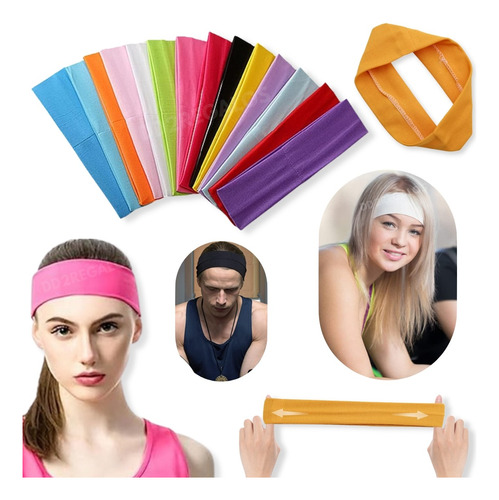 Vincha Bandana Diadema Elástica Deportiva Colores Unisex