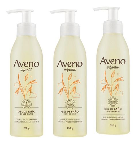 Combo X3 Aveno Gel De Baño Infantil 250gr