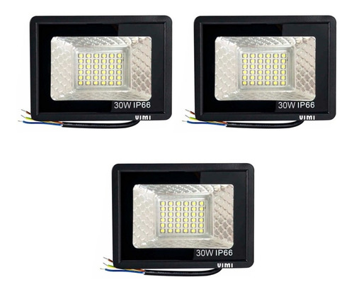 Paquete 3 Reflector Led Ultradelgado 30w Luz Cálida Y Blanca