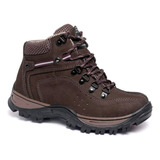 Bota Adventure Coturno Couro Feminina Trilha Palmilha Gel Pu