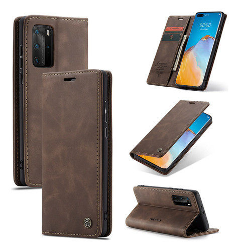 Funda De Cuero Para Huawei Plegable Ranura Para Tarjeta