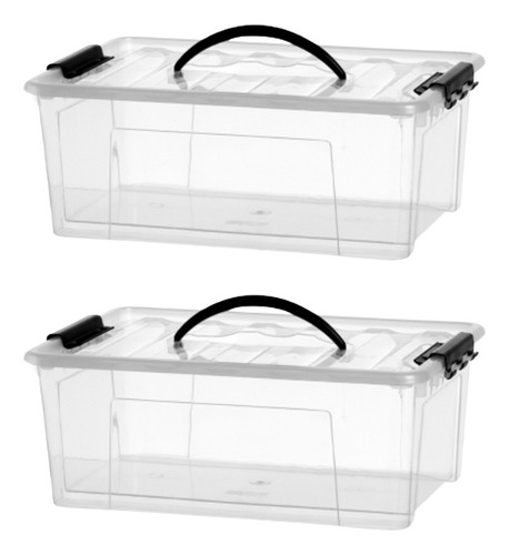Conjunto 2 Caixas Container Resistentes 12,4 L Transparente