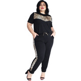 Conjunto Feminino Plus Size Blusa Calça Jogger Viscolycra G2