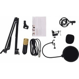 Kit Profissional Microfone Bm-800 Prata Studio Condenser