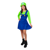 Disfraz De Luigi Para Mujer, Dama, Vestido, Super Mario Cosplay Bros Yoshi Luigi Game Uniforme Halloween Peach Luigi Increíble.