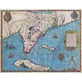 Lienzo Canvas Arte Plano Mapa Florida Y Cuba 1591 50x65