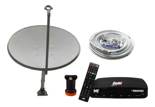 Kit Bedinsat Bs9900s + Antena 75cm + Cabo 15m E Lnbf Simples