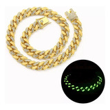 Hip Hop Diamantes Para Hombres Collar Cubano Luminoso 50cm