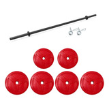 Kit Entrenamiento 25kg Barra+6discos Lisos Con Topes Pvc Gym