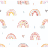 Papel De Parede Vinil Quarto Menina Arco Iris Rosa Teen 10m