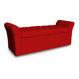 Recamier Calçadeira Baú Egeo Cama King 193x51 Suede Vermelho