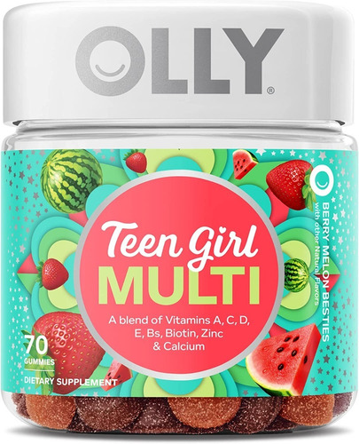 Multivitaminas Olly Teen Girl Sabor Bayas Con 70 Gomitas