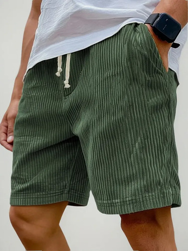 Pantalones Cortos De Pana Holgados Retro De Color Liso Para