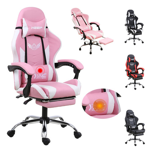 Silla Gamer Reclinabl Eergonomica Con Masaje Lumbar