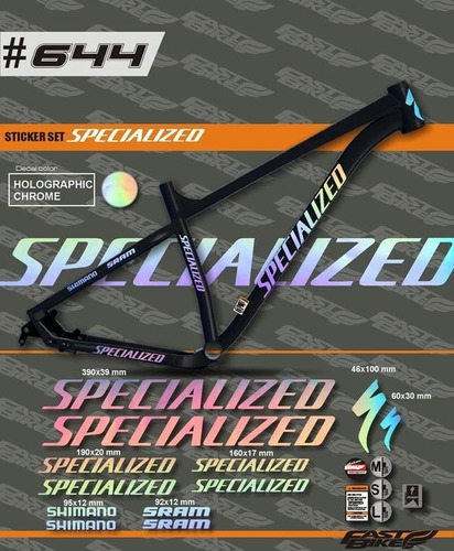 Calcomania Pegatina Cromado Bicicleta Vinil Specialized