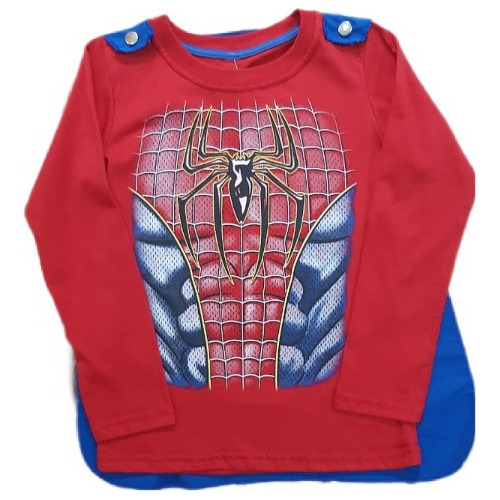 Remera Con Capa Superheroe America Spiderman Batman Superman