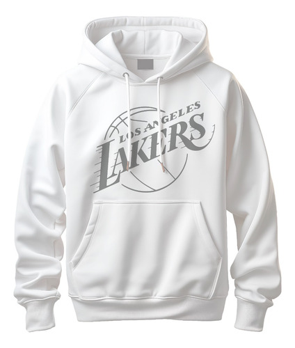 Buzo Chompa Hoodies Lakers5 P Blanco 100% Algodon Perchado 