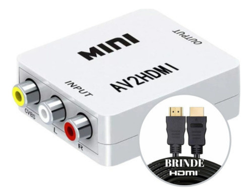 Conversor Entrada Av Ps2 Rca P Saída Hdmi Smartv +cabo Hdmi